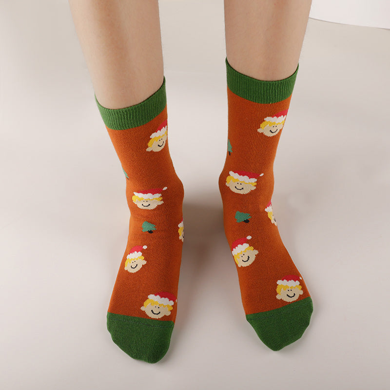 Men's Combed Cotton Christmas Crew Socks