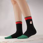 Women's Combed Cotton Christmas Embroidered Crew Socks