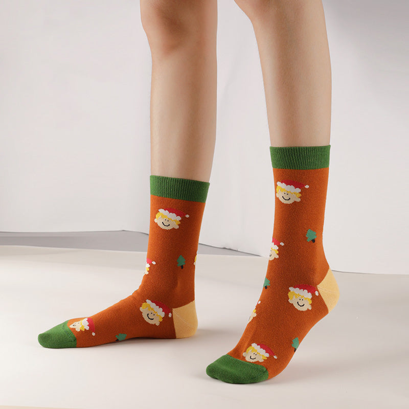 Men's Combed Cotton Christmas Crew Socks