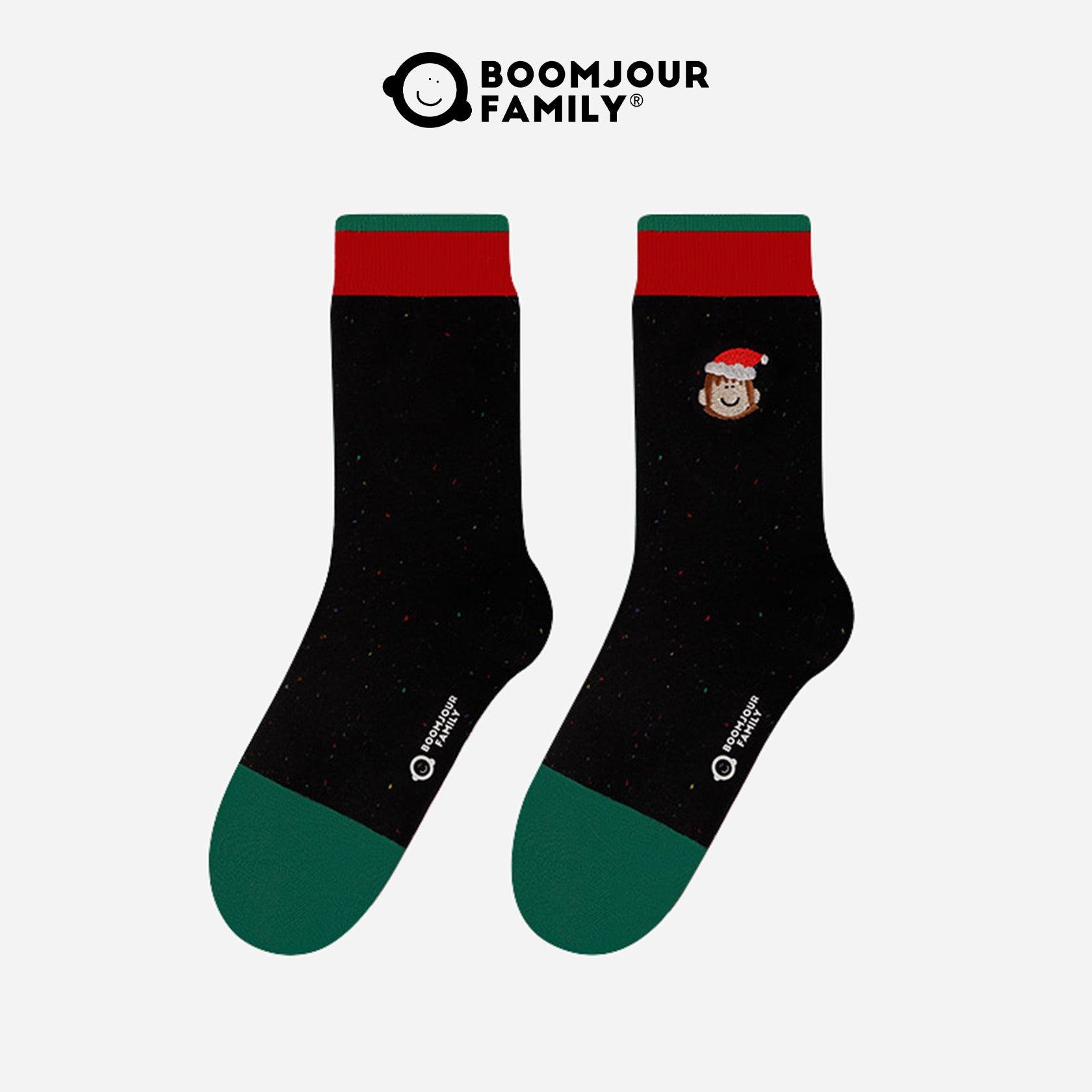Women's Combed Cotton Christmas Embroidered Crew Socks