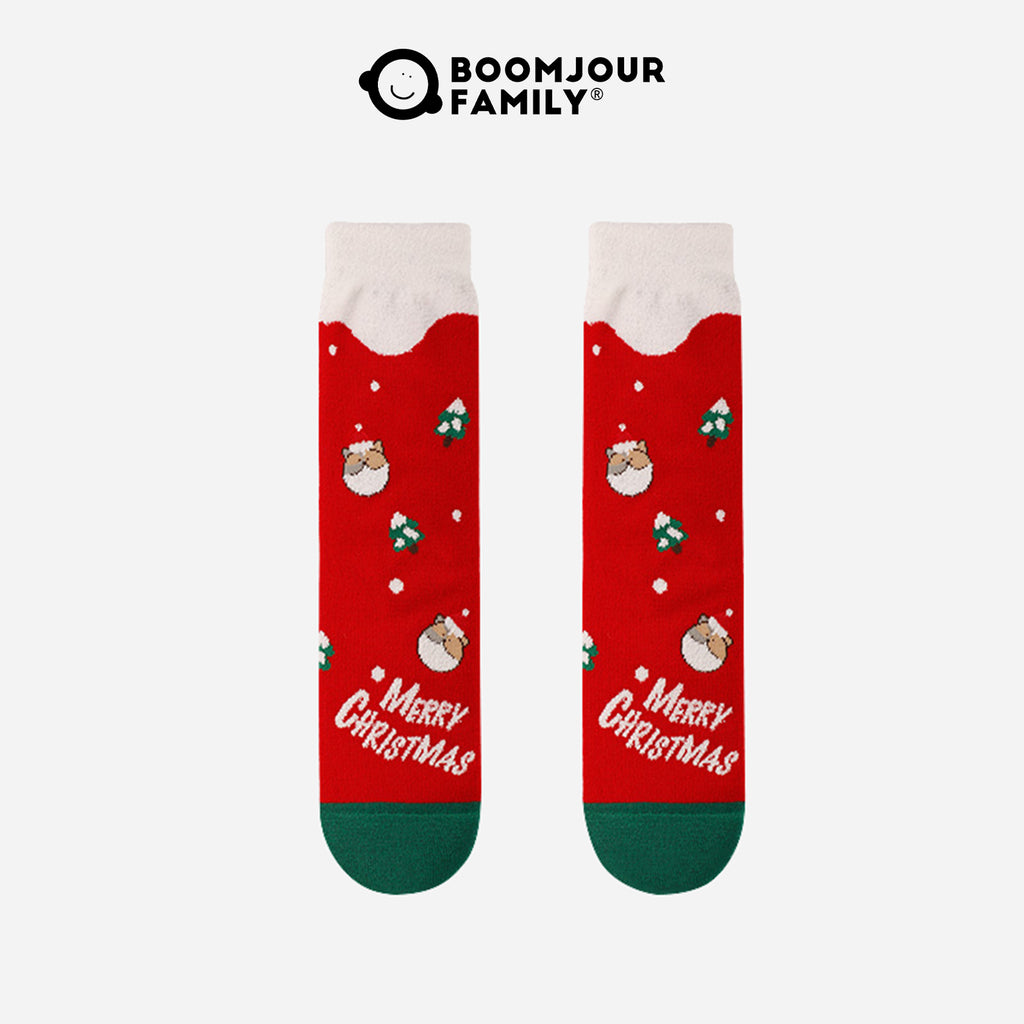 Women's Combed Cotton Merry Christmas Jacquard Crew Socks