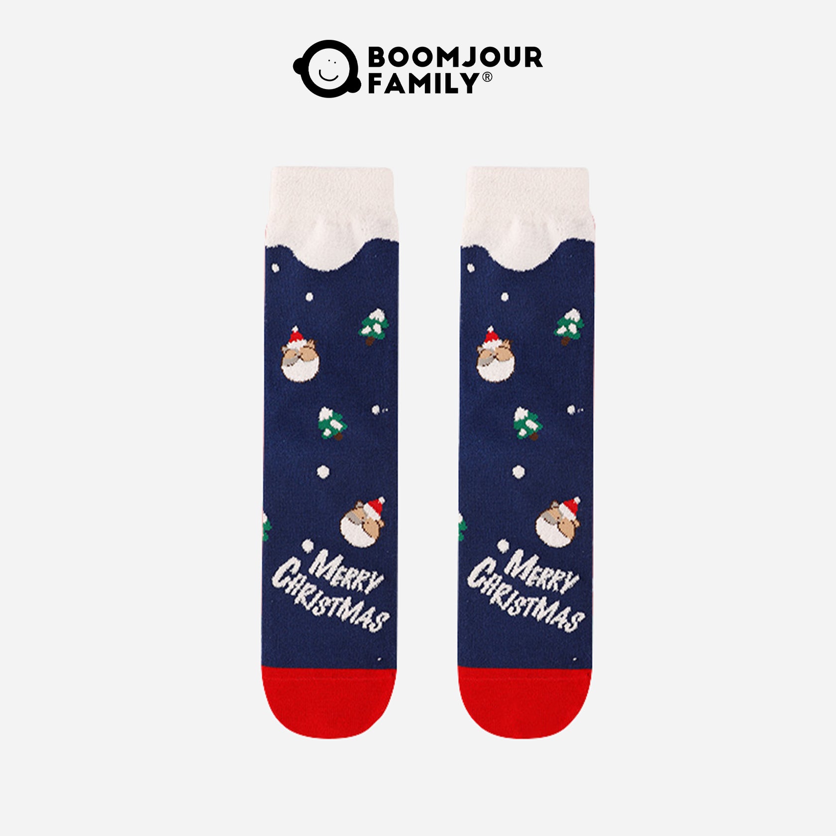 Men's Combed Cotton Merry Christmas Jacquard Crew Socks
