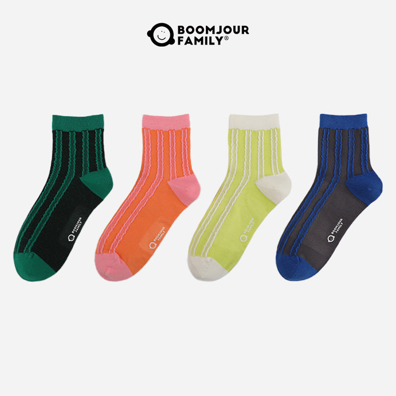 Women's  Concave Convex Quarter socks 4 Pack